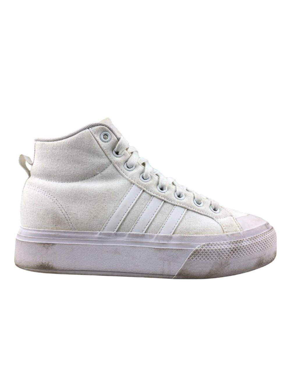Adidas Women's 7.5 Bravada 2.0 Triple White Platform Mid Sneakers Shoes IE2316